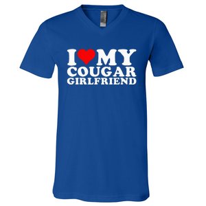 I Love My Cougar Girlfriend I Heart My Cougar Girlfriend GF V-Neck T-Shirt