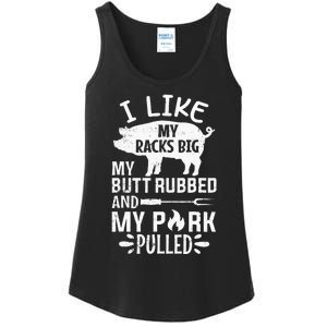 I Like My Racks Big My Butt Rubbed and Pork Pulled BBQ Chef Ladies Essential Tank