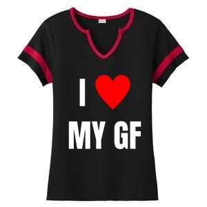 I Love My GF Girlfriend Heart Ladies Halftime Notch Neck Tee