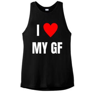 I Love My GF Girlfriend Heart Ladies PosiCharge Tri-Blend Wicking Tank