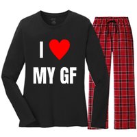 I Love My GF Girlfriend Heart Women's Long Sleeve Flannel Pajama Set 