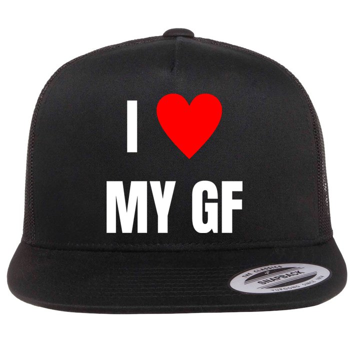 I Love My GF Girlfriend Heart Flat Bill Trucker Hat