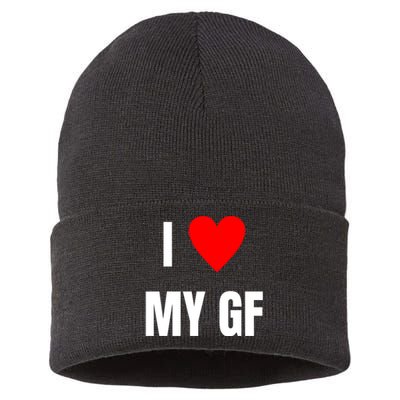 I Love My GF Girlfriend Heart Sustainable Knit Beanie