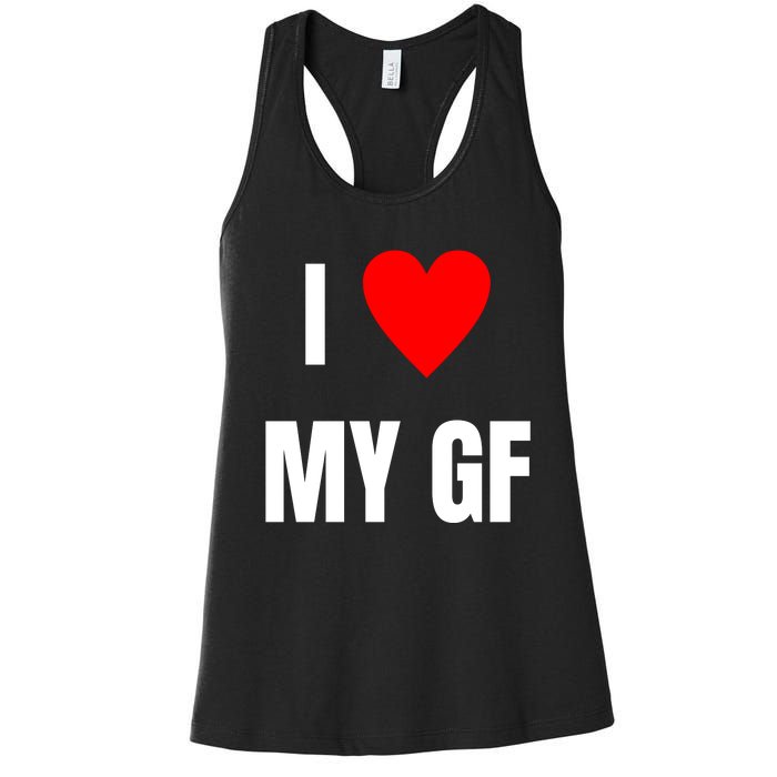 I Love My GF Girlfriend Heart Women's Racerback Tank