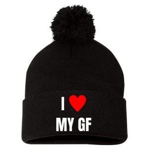 I Love My GF Girlfriend Heart Pom Pom 12in Knit Beanie