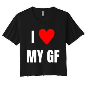 I Love My GF Girlfriend Heart Women's Crop Top Tee