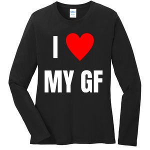 I Love My GF Girlfriend Heart Ladies Long Sleeve Shirt