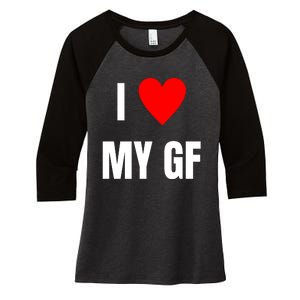 I Love My GF Girlfriend Heart Women's Tri-Blend 3/4-Sleeve Raglan Shirt