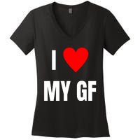 I Love My GF Girlfriend Heart Women's V-Neck T-Shirt