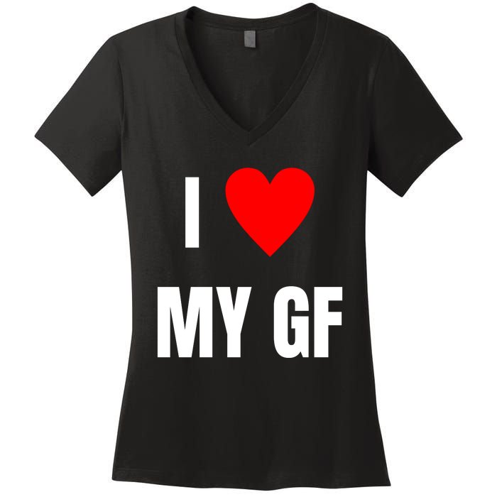 I Love My GF Girlfriend Heart Women's V-Neck T-Shirt