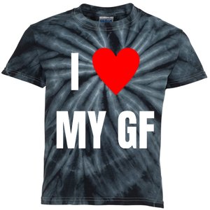 I Love My GF Girlfriend Heart Kids Tie-Dye T-Shirt