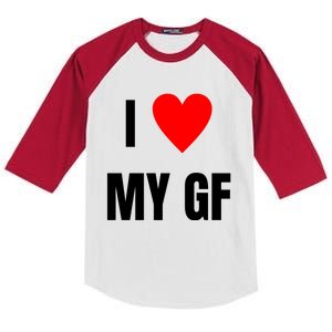 I Love My GF Girlfriend Heart Kids Colorblock Raglan Jersey