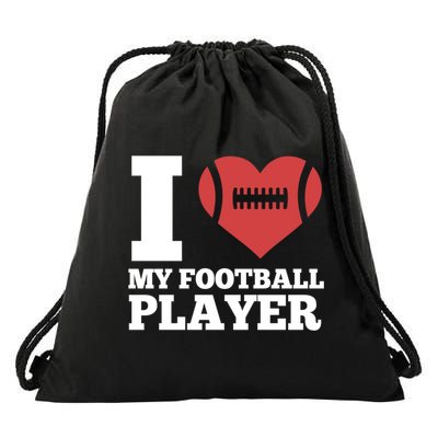 I Love My Football Player For Football Dad Or Mom Gift Drawstring Bag