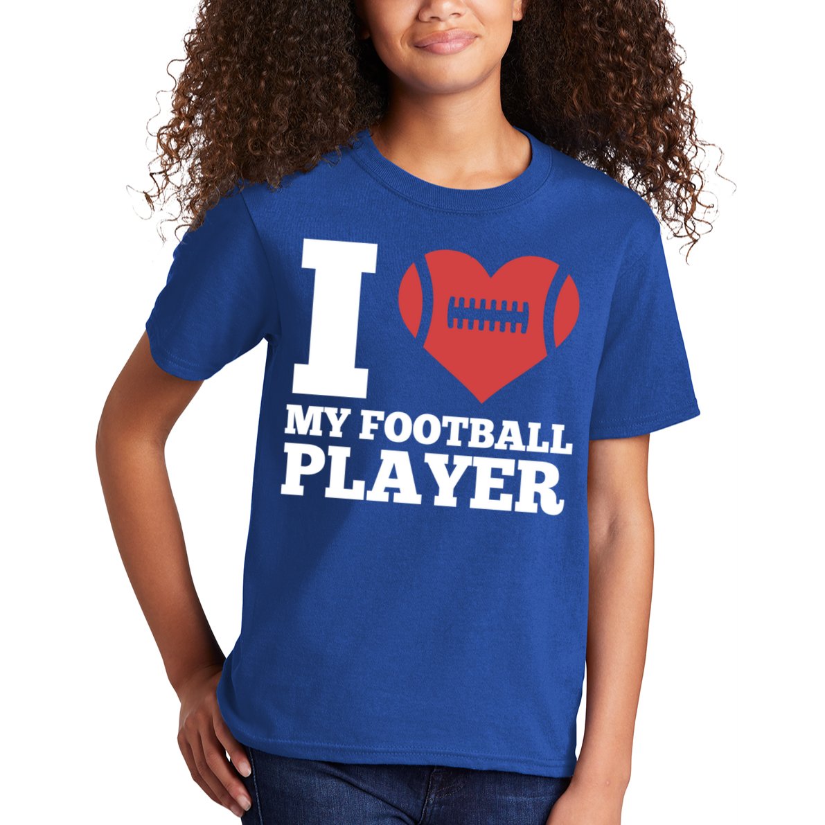 I Love My Football Player For Football Dad Or Mom Gift Kids T-Shirt
