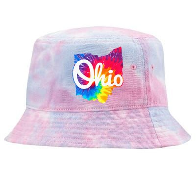 I Love My Ohio Home Script Ohio Tie-Dyed Bucket Hat