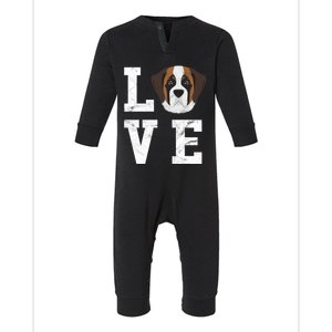 I Love My Dog Gift Saint Bernard Dog Lover Cute Gift Infant Fleece One Piece