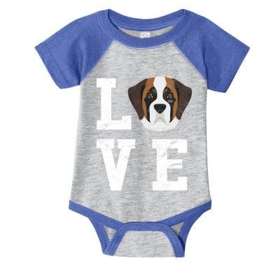 I Love My Dog Gift Saint Bernard Dog Lover Cute Gift Infant Baby Jersey Bodysuit