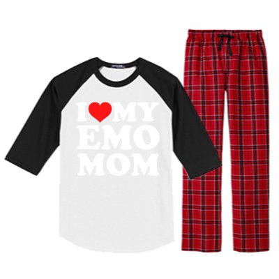 I Love My Emo Mom Cool Gift Raglan Sleeve Pajama Set