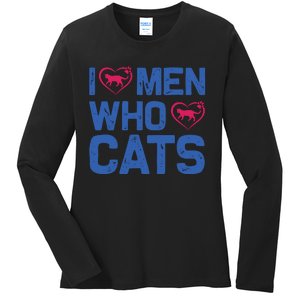 I Love Man Who Love Cats Ladies Long Sleeve Shirt