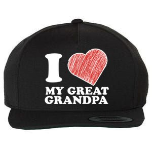 I Love My Great Grandpa Gift Wool Snapback Cap