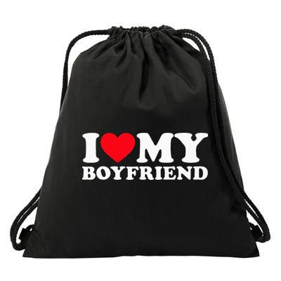 I Love My Boyfriend I Heart My Boyfriend BF Drawstring Bag