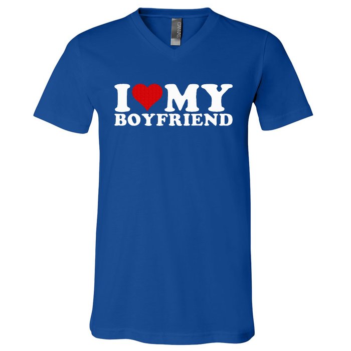 I Love My Boyfriend Bf I Heart My Boyfriend BF V-Neck T-Shirt