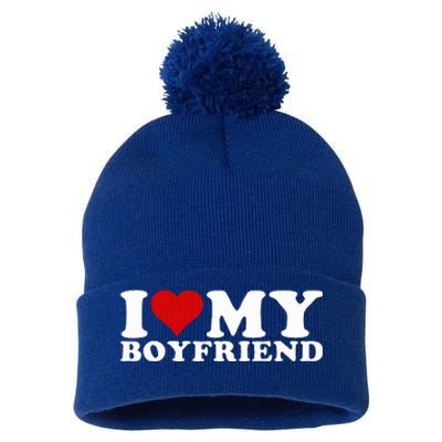 I Love My Boyfriend Bf I Heart My Boyfriend BF Pom Pom 12in Knit Beanie