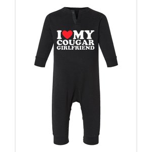 I Love My Hot Cougar Girlfriend I Heart My Hot Cougar Infant Fleece One Piece