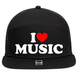 I Love Music Music Lover I Heart Music 7 Panel Mesh Trucker Snapback Hat