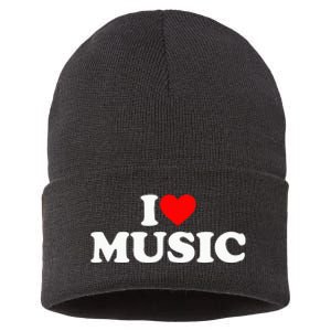 I Love Music Music Lover I Heart Music Sustainable Knit Beanie