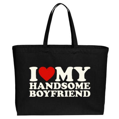 I Love My Handsome Boyfriend I Heart My Handsome Boyfriend Cotton Canvas Jumbo Tote