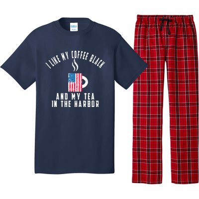 I Like My Coffee Black And My Tea In The Harbor US Flag Cup Pajama Set