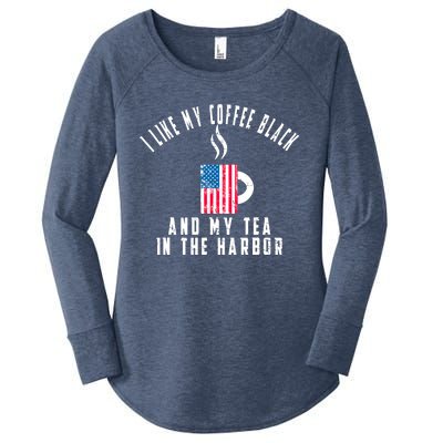 I Like My Coffee Black And My Tea In The Harbor US Flag Cup Women's Perfect Tri Tunic Long Sleeve Shirt