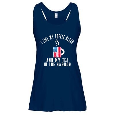 I Like My Coffee Black And My Tea In The Harbor US Flag Cup Ladies Essential Flowy Tank