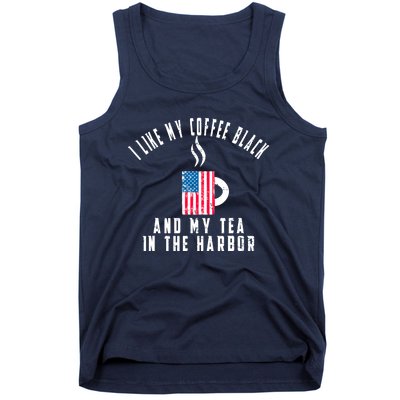 I Like My Coffee Black And My Tea In The Harbor US Flag Cup Tank Top