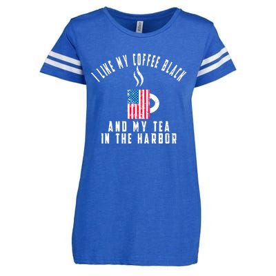 I Like My Coffee Black And My Tea In The Harbor US Flag Cup Enza Ladies Jersey Football T-Shirt