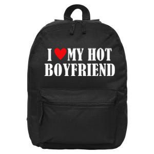 I Love My Hot Boyfriend Funny My Boyfriend Couples 16 in Basic Backpack