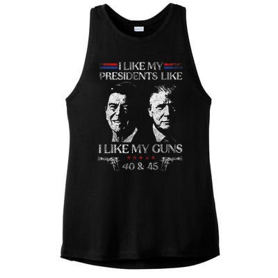 I Like My Presidents Like I Like My Guns 40 45 Ladies PosiCharge Tri-Blend Wicking Tank