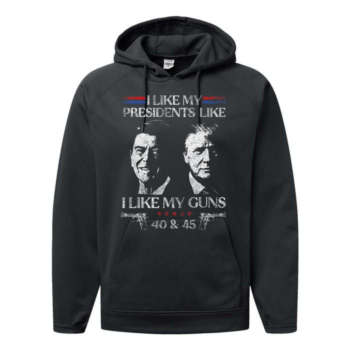 I Like My Presidents Like I Like My Guns 40 45 Performance Fleece Hoodie