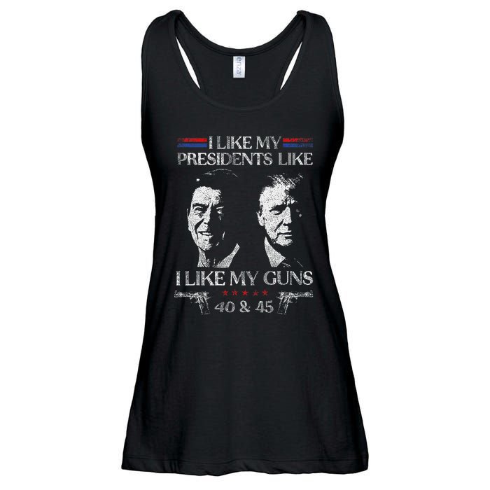 I Like My Presidents Like I Like My Guns 40 45 Ladies Essential Flowy Tank