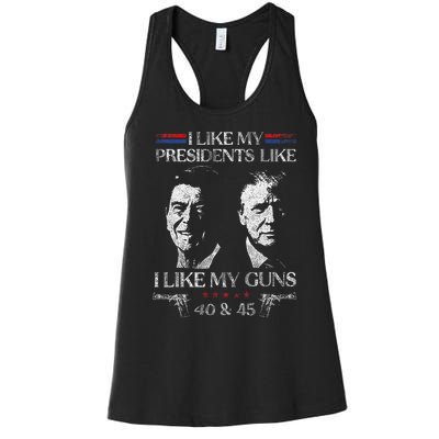 I Like My Presidents Like I Like My Guns 40 45 Women's Racerback Tank