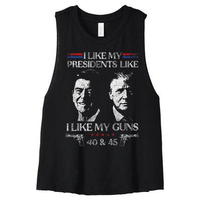 I Like My Presidents Like I Like My Guns 40 45 Women's Racerback Cropped Tank