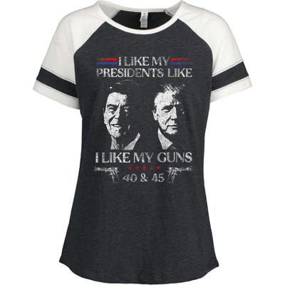 I Like My Presidents Like I Like My Guns 40 45 Enza Ladies Jersey Colorblock Tee