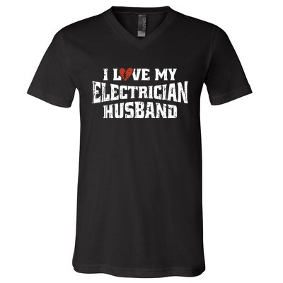 I Love My Electrician Husband Profession V-Neck T-Shirt