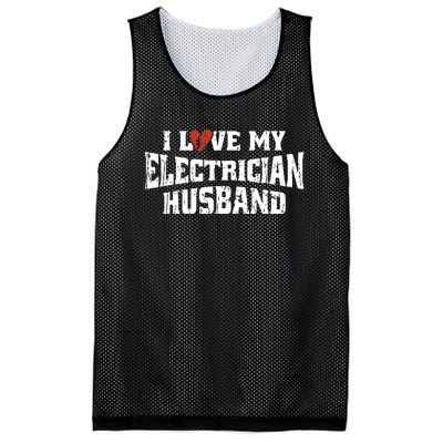 I Love My Electrician Husband Profession Mesh Reversible Basketball Jersey Tank