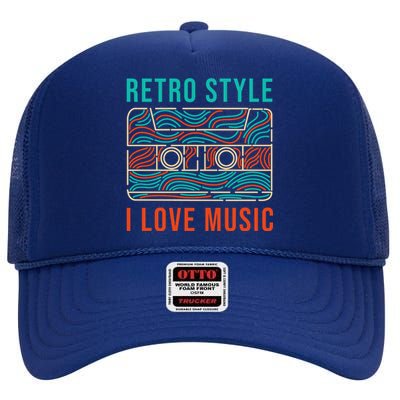 I Love Music High Crown Mesh Back Trucker Hat