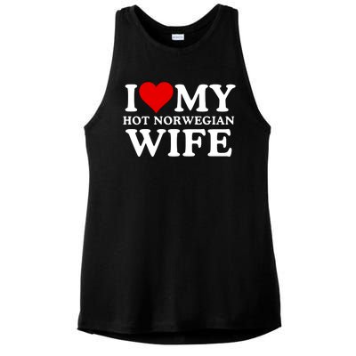 I Love My Hot Norwegian Wife I Love My Hot Wife I Heart My Hot Norwegian Wife Ladies PosiCharge Tri-Blend Wicking Tank