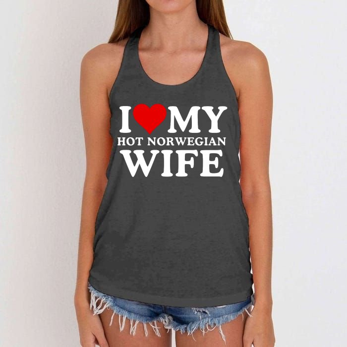 I Love My Hot Norwegian Wife I Love My Hot Wife I Heart My Hot Norwegian Wife Women's Knotted Racerback Tank