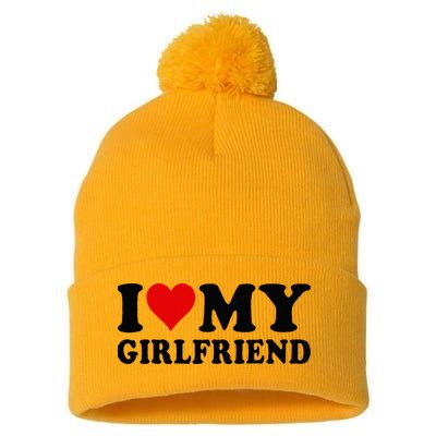 I Love My Girlfriend I Heart My Girlfriend I Love My GF Pom Pom 12in Knit Beanie
