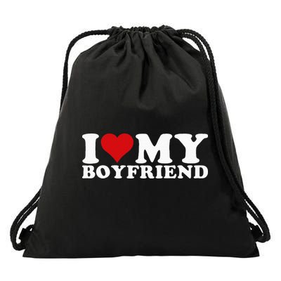 I Love My Boyfriend Bf I Heart My Boyfriend BF Drawstring Bag
